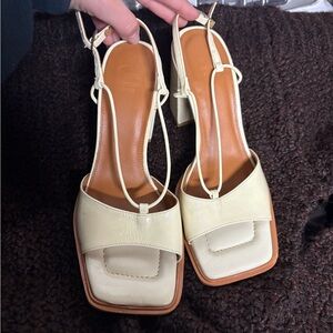 Chic Cream Block Heel Sandals